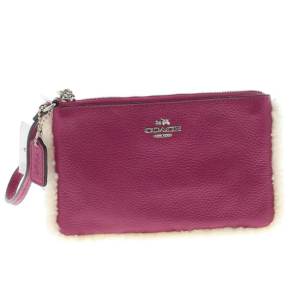 Coach Shearling/Leather Wristlet - Picture 1 of 2